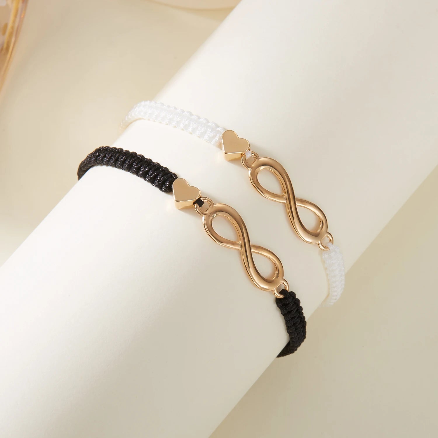 2pcs/set Classic Heart Infinity Bracelet for Women Men Black Red String Couple Bracelets Handmade Jewelry Valentine's Day Gift