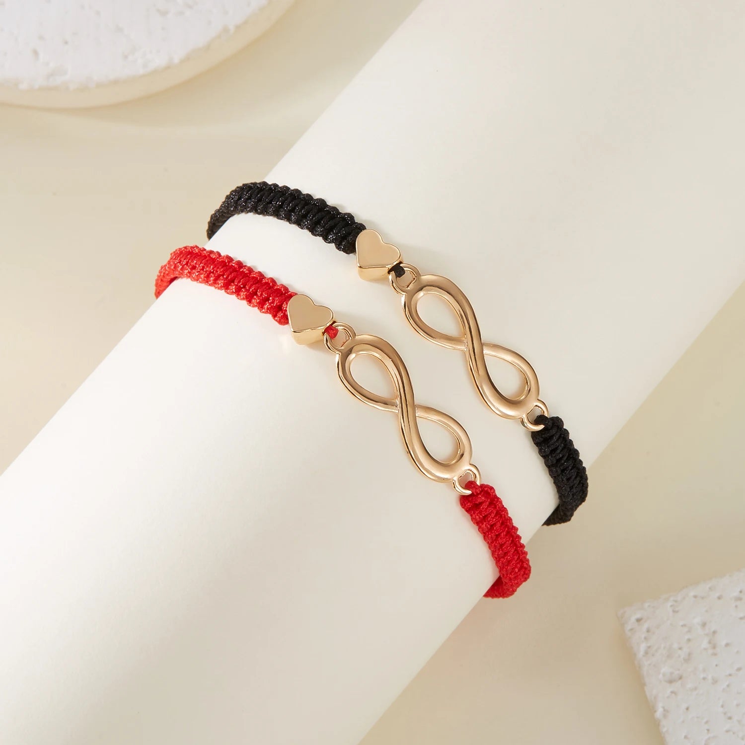 2pcs/set Classic Heart Infinity Bracelet for Women Men Black Red String Couple Bracelets Handmade Jewelry Valentine's Day Gift