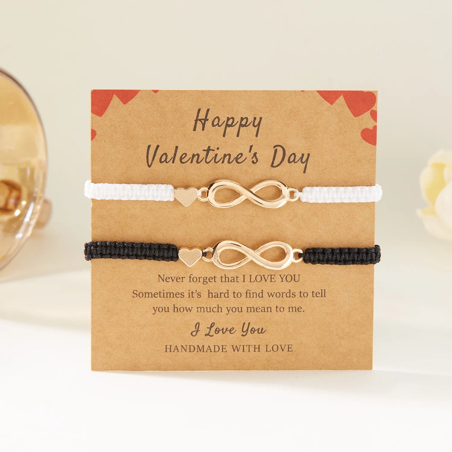 2pcs/set Classic Heart Infinity Bracelet for Women Men Black Red String Couple Bracelets Handmade Jewelry Valentine's Day Gift