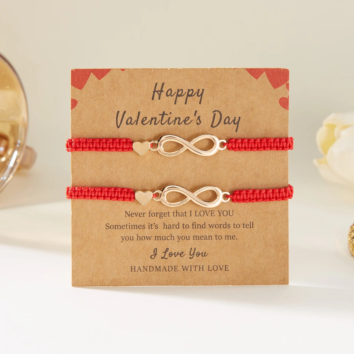 2pcs/set Classic Heart Infinity Bracelet for Women Men Black Red String Couple Bracelets Handmade Jewelry Valentine's Day Gift