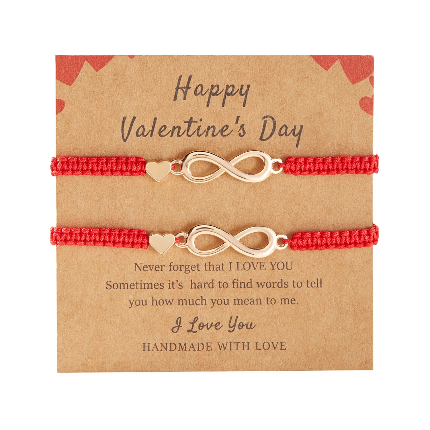 2pcs/set Classic Heart Infinity Bracelet for Women Men Black Red String Couple Bracelets Handmade Jewelry Valentine's Day Gift