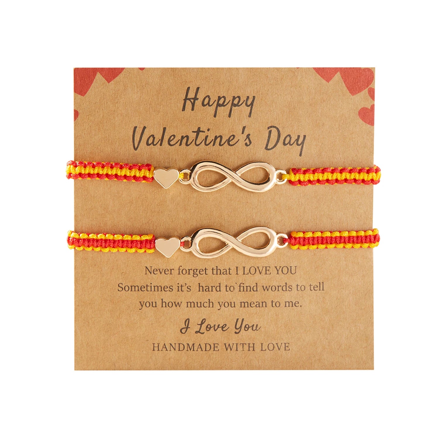 2pcs/set Classic Heart Infinity Bracelet for Women Men Black Red String Couple Bracelets Handmade Jewelry Valentine's Day Gift
