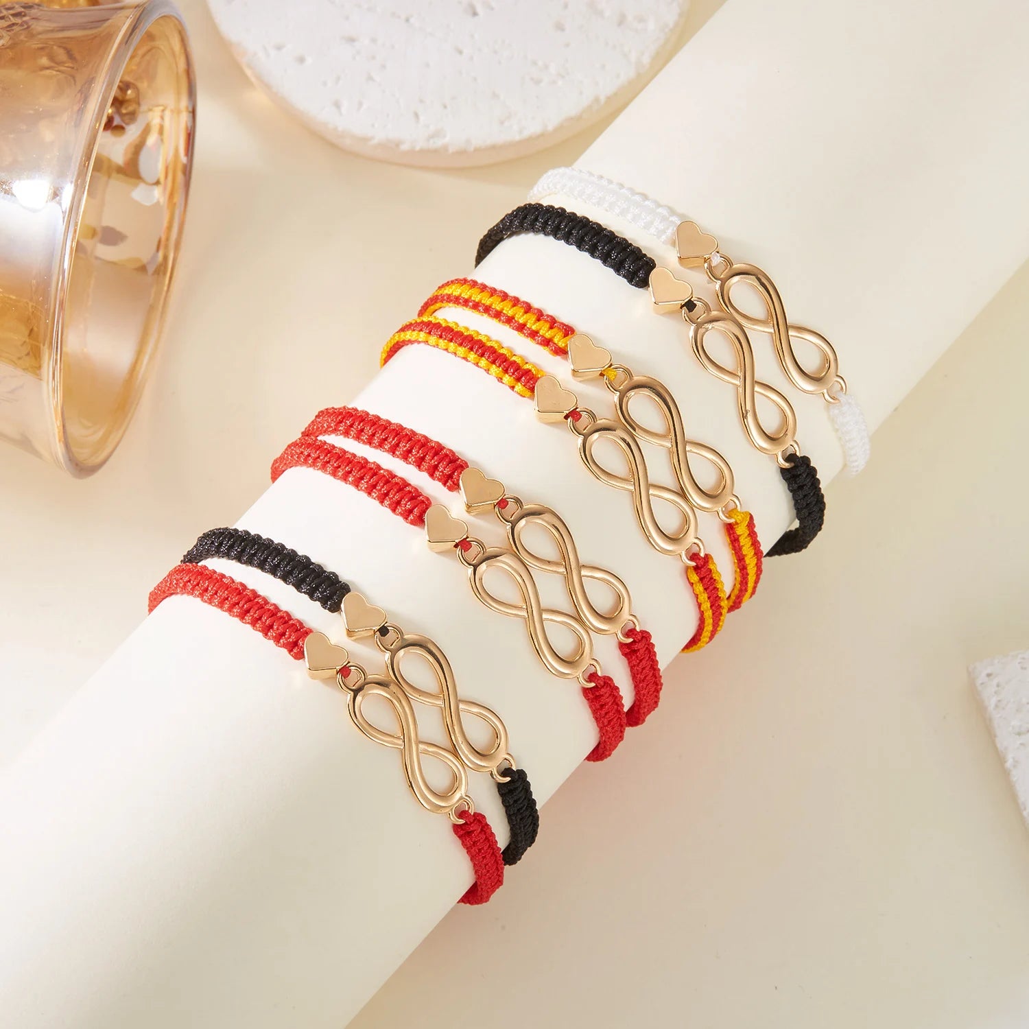 2pcs/set Classic Heart Infinity Bracelet for Women Men Black Red String Couple Bracelets Handmade Jewelry Valentine's Day Gift