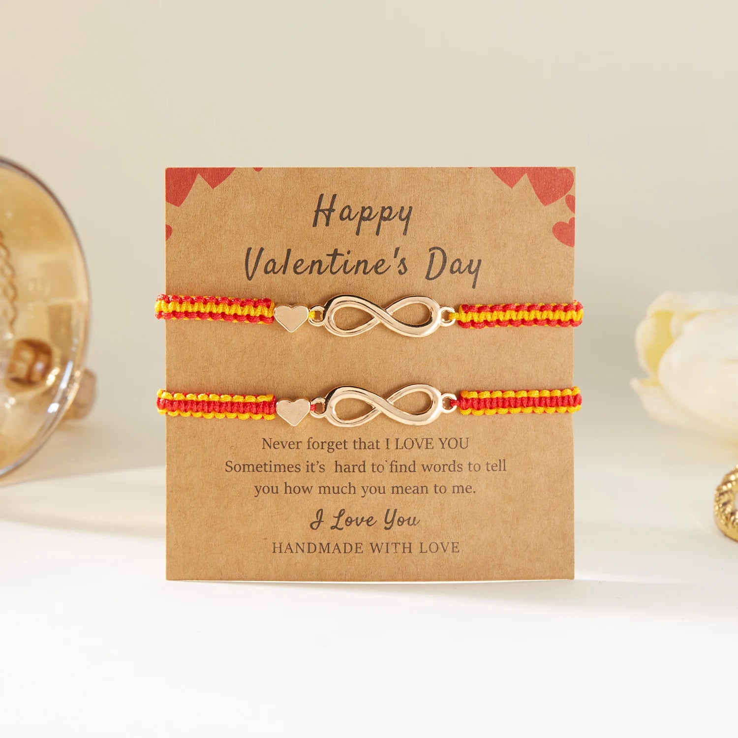 2pcs/set Classic Heart Infinity Bracelet for Women Men Black Red String Couple Bracelets Handmade Jewelry Valentine's Day Gift