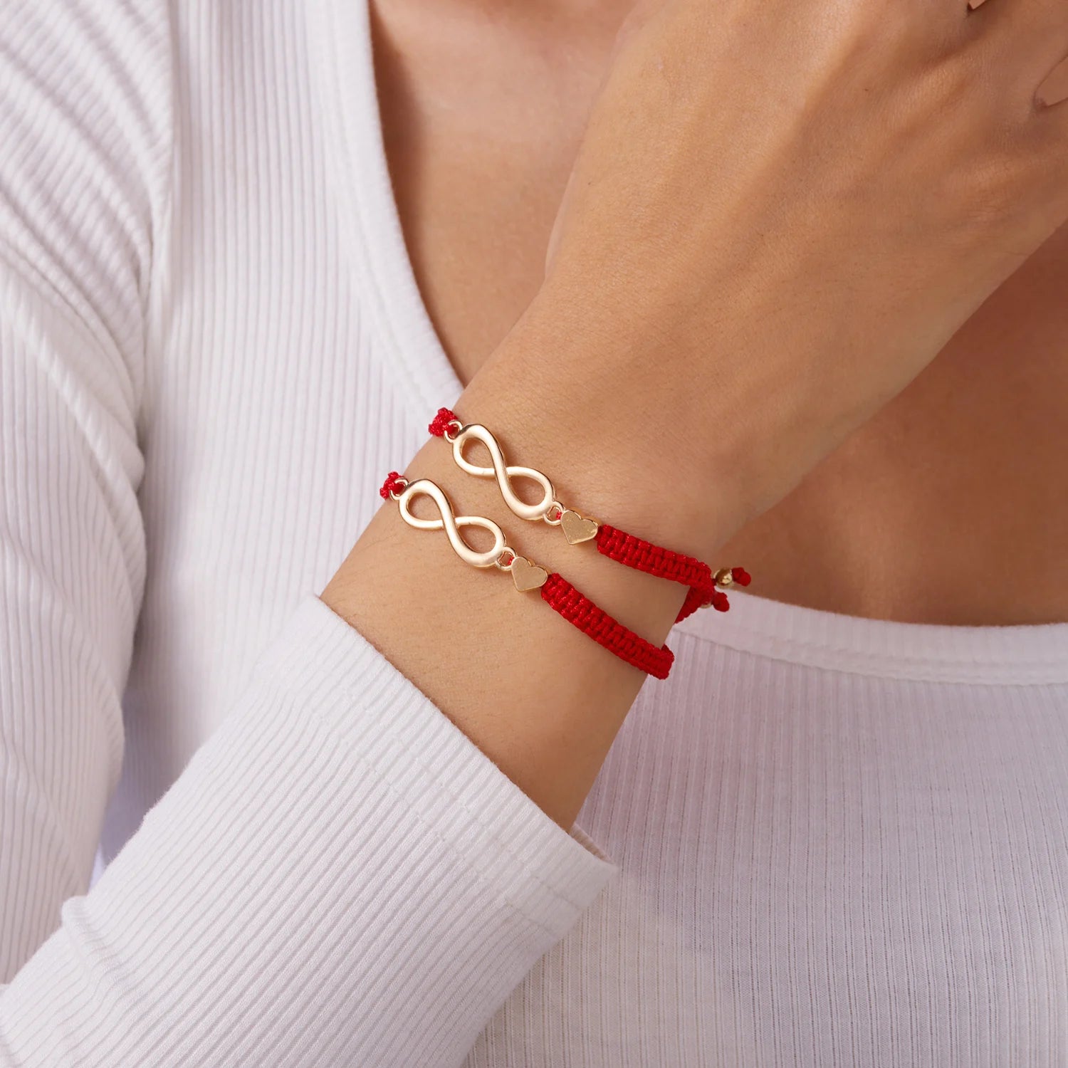 2pcs/set Classic Heart Infinity Bracelet for Women Men Black Red String Couple Bracelets Handmade Jewelry Valentine's Day Gift