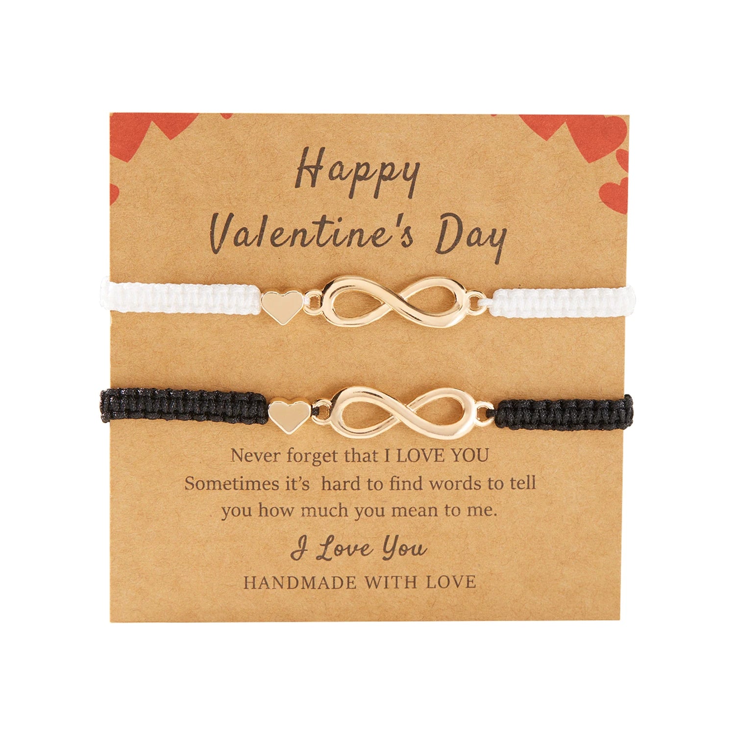 2pcs/set Classic Heart Infinity Bracelet for Women Men Black Red String Couple Bracelets Handmade Jewelry Valentine's Day Gift