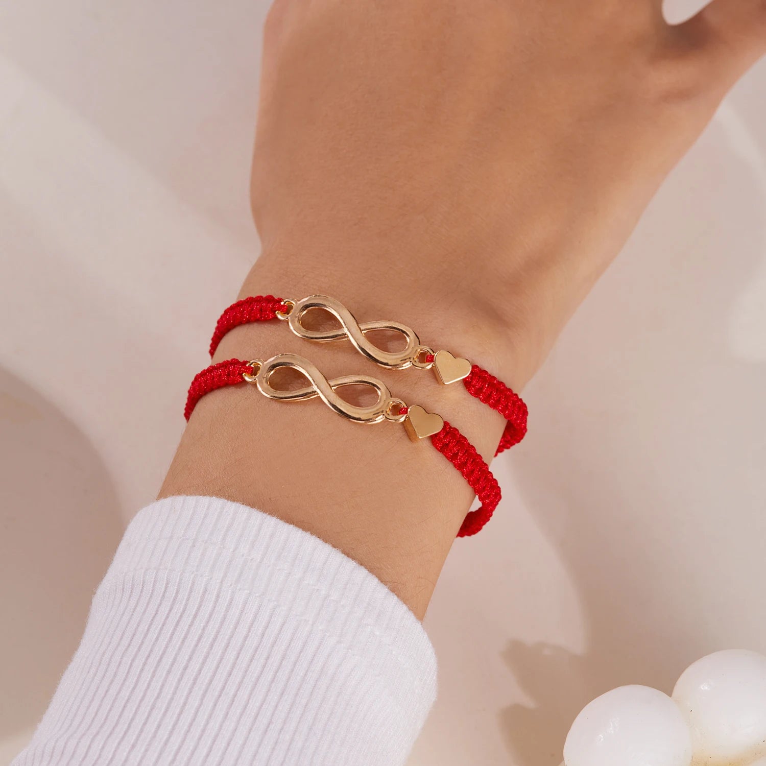 2pcs/set Classic Heart Infinity Bracelet for Women Men Black Red String Couple Bracelets Handmade Jewelry Valentine's Day Gift
